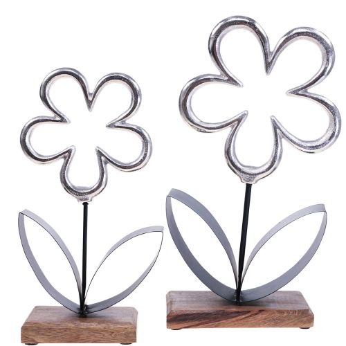 Floristik24 Metal flowers decoration silver black table decoration spring H29.5cm