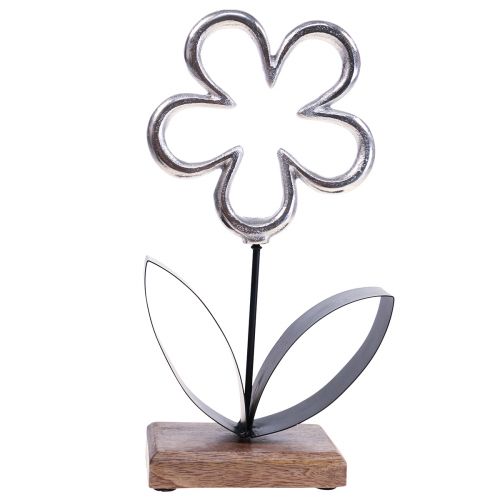 Floristik24 Metal flower decoration silver black table decoration spring H36cm