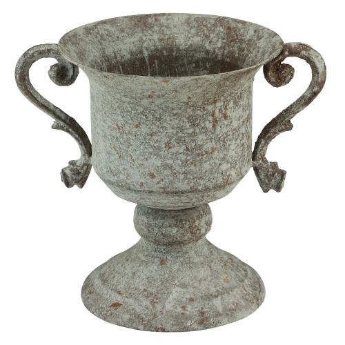 Metal decorative trophy with handle brown white Ø13.5cm H19.5cm