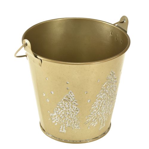 Product Metal bucket Christmas tree planter gold Ø12cm H11,5cm