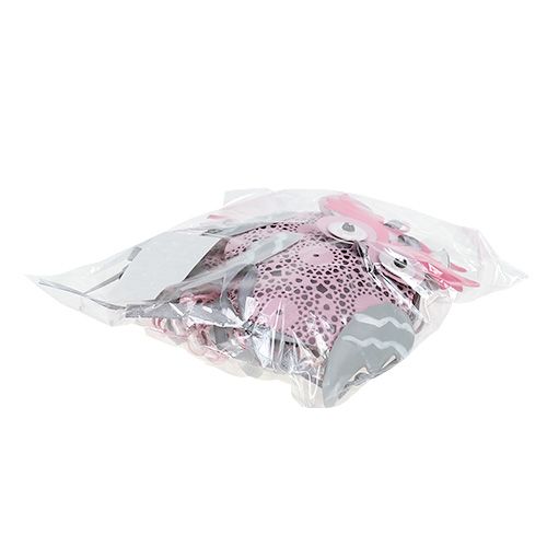 Floristik24 Metal hanger owl gray, white, pink 10cm 3pcs