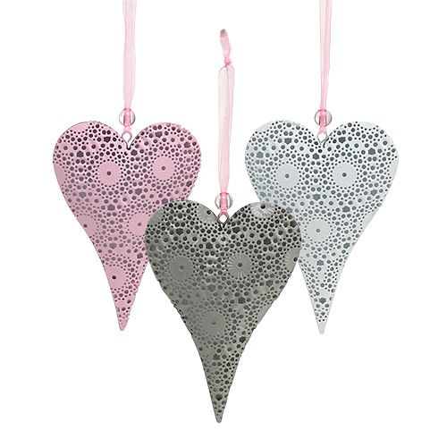 Metal hanger heart assort. 12cm 6pcs