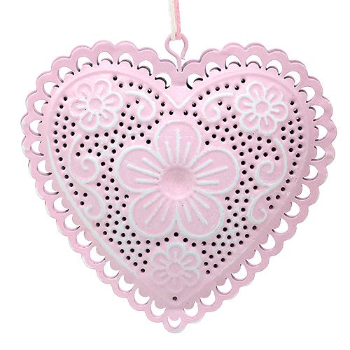 Product Metal hanger heart white, pink 8.5cm 6pcs