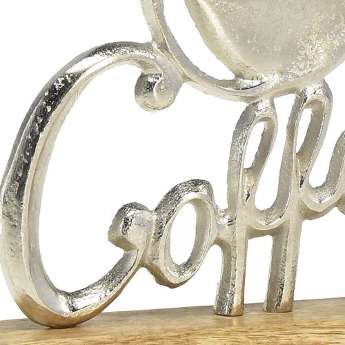 Product Metal Wood Decoration Coffee Natural Silver Stand 25x5x26cm
