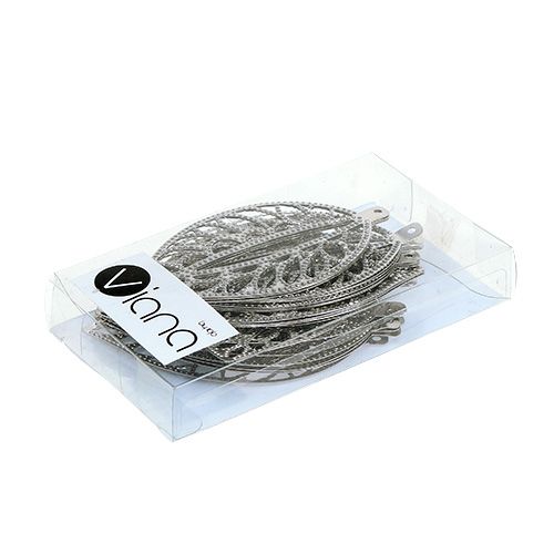 Floristik24 Metal sheet to hang silver 4cm x 7cm 24pcs
