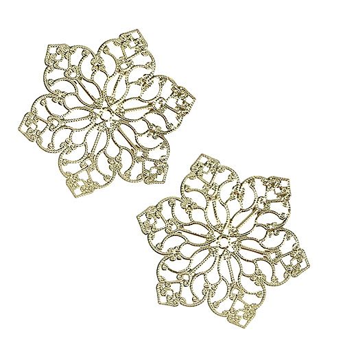 Metal flower with ornament Ø5.5cm gold 24pcs | Floristik24.ie