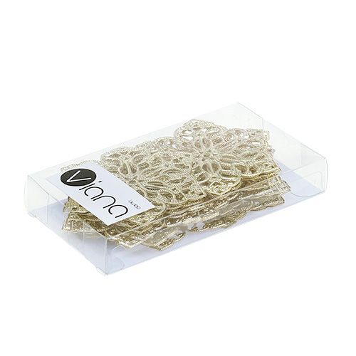 Metal flower with ornament Ø5.5cm gold 24pcs | Floristik24.ie