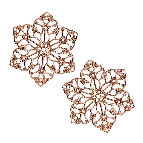 Metal flower with ornament Ø5.5cm copper 24pcs