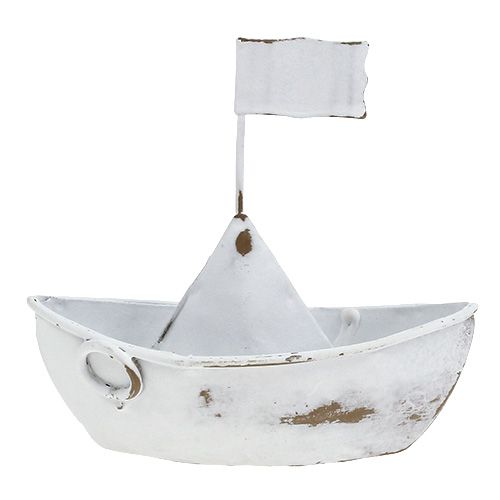 Floristik24 Metal boat white 11cm x 10cm 1p