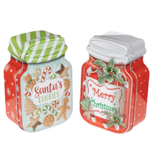 Metal cookie tin with Christmas motif in a cookie jar design, 15cm, 2 pieces buy online | Floristik24.ie