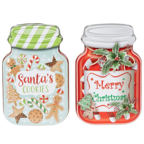 Metal cookie tin with