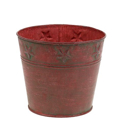 Metal bucket red with stars Ø15cm H13cm | Floristik24.ie