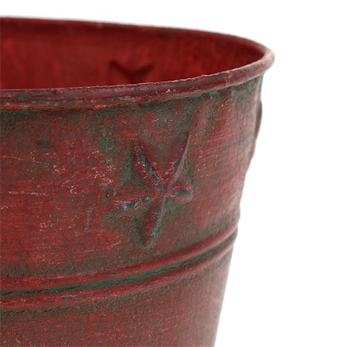 Metal bucket red with stars Ø15cm H13cm | Floristik24.ie