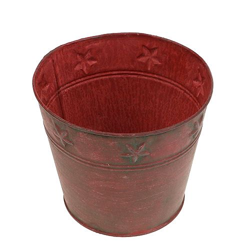 Metal bucket red with stars Ø15cm H13cm | Floristik24.ie