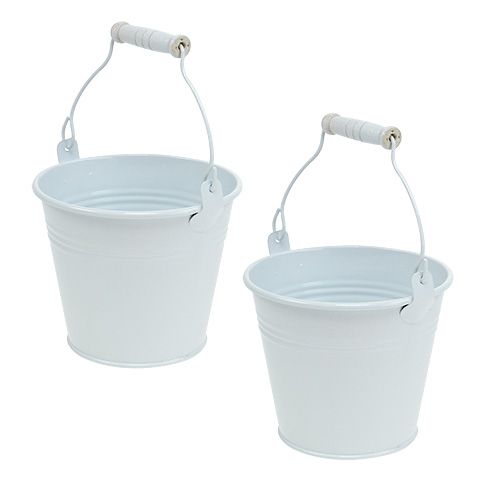 Floristik24 Metal bucket white Ø10cm H8cm 10p