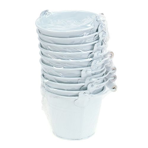 Metal bucket white Ø10cm H8cm 10p | Floristik24.ie