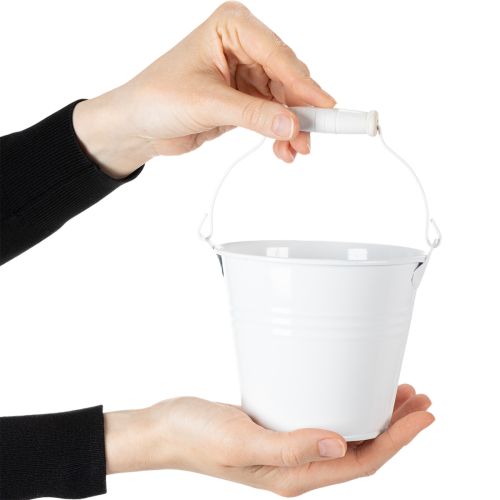 Product Metal buckets, white, Ø12cm, H10cm, 8 pieces