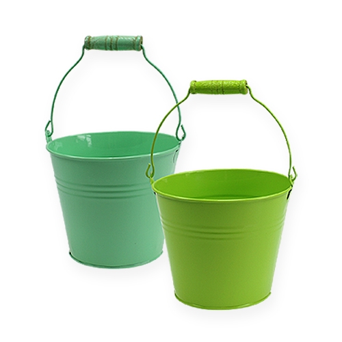 Floristik24 Decorative bucket green ass. Ø12cm H10cm 8pcs.