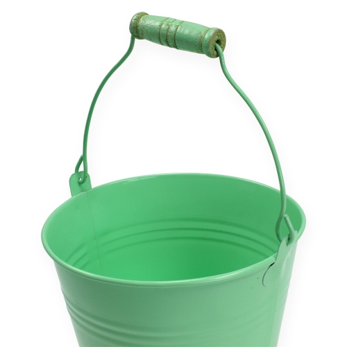 Product Decorative bucket green ass. Ø12cm H10cm 8pcs.