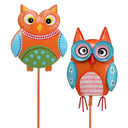 Floristik24 Metal owl 7cm on the wire sort. 4pcs