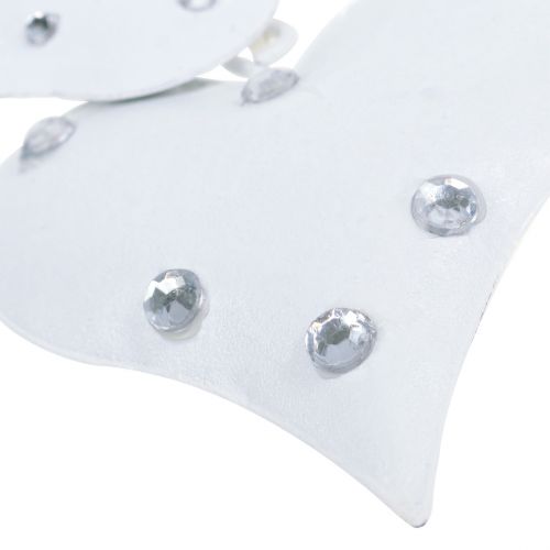 Floristik24 Metal hanger bird's nest with hearts white 18cm 3pcs