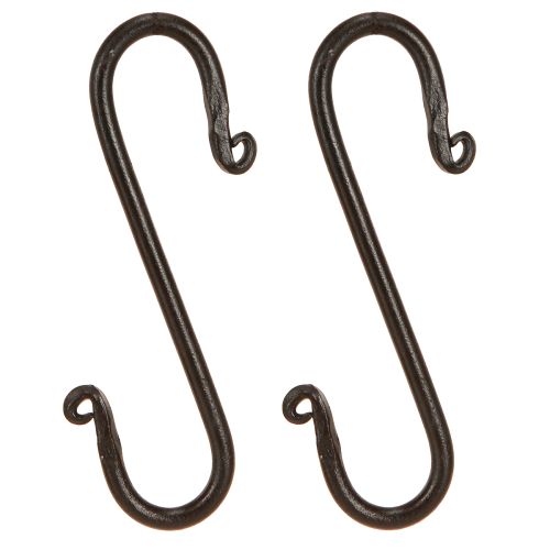 Product Metal hook S hook for decoration in black 8cmx15cm 2pcs