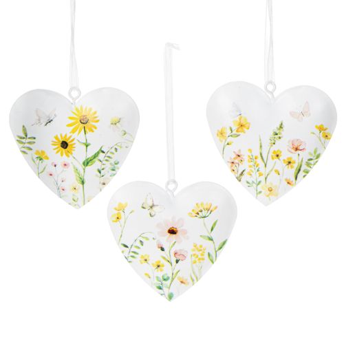 Floristik24 Heart pendants with floral patterns as wall decoration, 7cm, 6 pieces