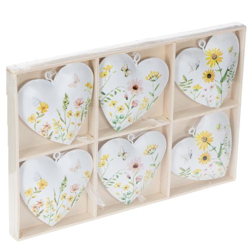 Product Heart pendants with floral patterns as wall decoration, 7cm, 6 pieces