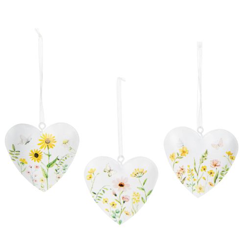 Product Heart pendants with floral patterns as wall decoration, 7cm, 6 pieces