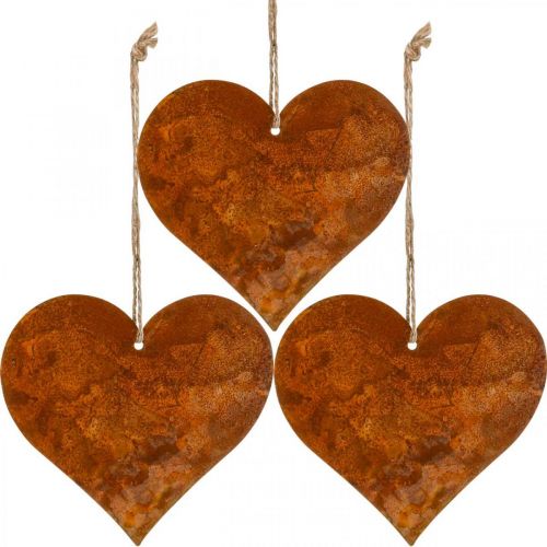 Floristik24 Hearts to hang autumn metal decoration patina 9.5×10cm 12pcs