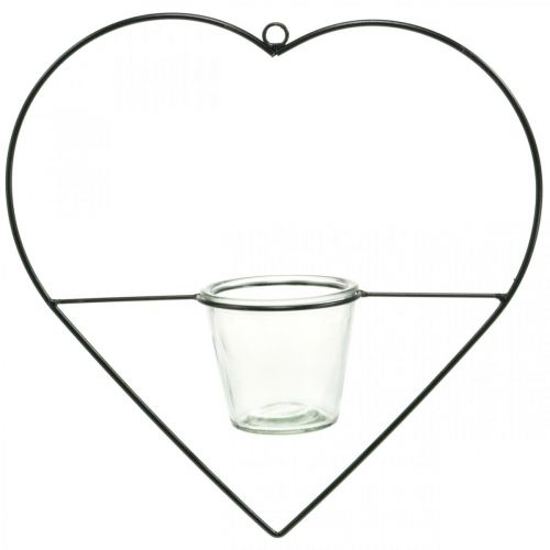 Floristik24 Lantern heart metal 38cm tea light holder for hanging with glass
