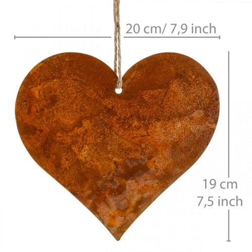 Floristik24 Metal hearts, decorative pendants, rust decoration 19×20 cm 4 pcs