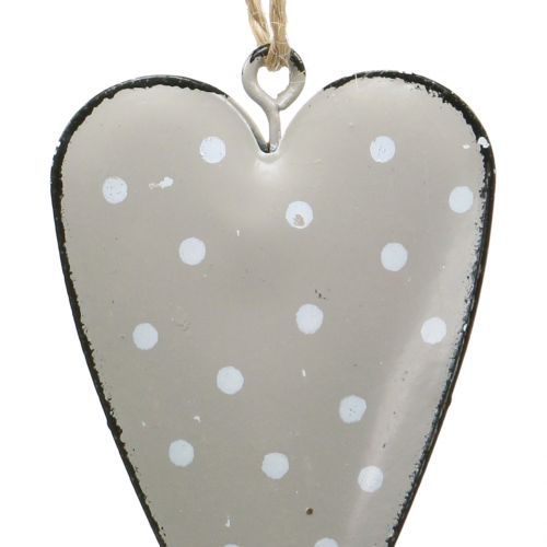 Floristik24 Metal heart to hang pink / gray 7cm 6pcs