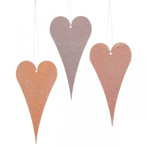 Floristik24 Hanging deco hearts to hang up orange/purple 15cm 6pcs