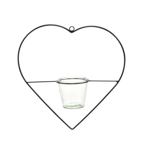 Floristik24 Lantern heart metal 28cm tea light holder for hanging glass 9cm