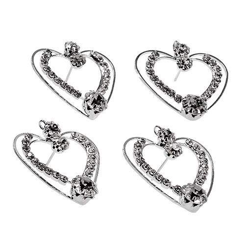 Metal hearts silver 3cm 6pcs