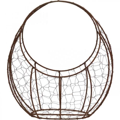 Product Wire Basket Metal Planter Spring Decoration Easter Basket Brown Patina H34cm L30cm