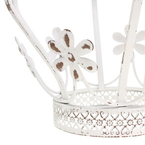 Floristik24 Metal crown antique white Ø17cm H21cm
