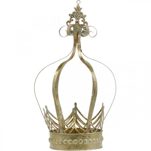 Floristik24 Metal crown, tealight holder for Advent, planter for hanging golden, antique look Ø16.5cm H27cm