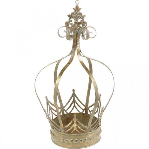 Floristik24 Decorative crown for hanging, planter, metal decoration, Advent Golden, antique look Ø19.5cm H35cm