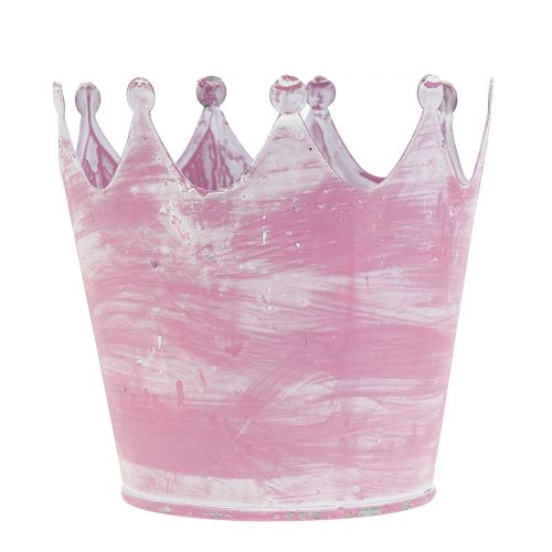 Floristik24 Metal crown pink washed white Ø10cm H9cm 6pcs