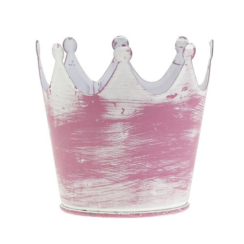 Metal crown pink white washed Ø8cm H7cm 8pcs