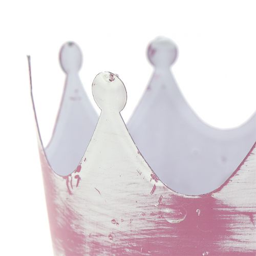 Floristik24 Metal crown pink white washed Ø8cm H7cm 8pcs