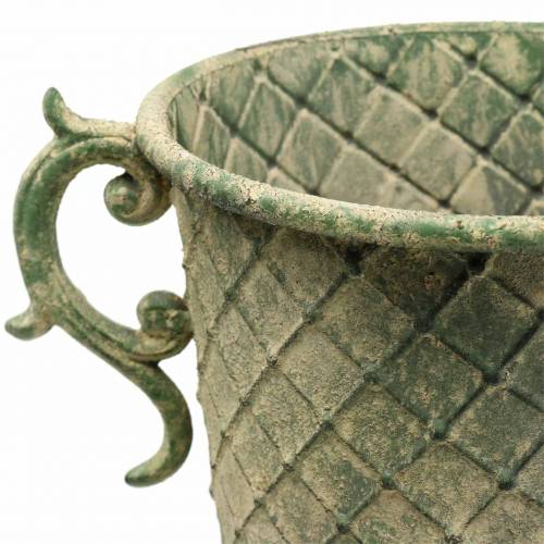 Floristik24 Metal cup antique moss green Ø19.5cm H37cm