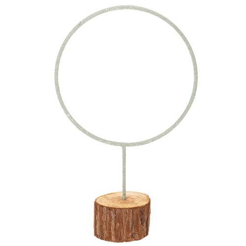 Decorative metal ring on a wooden stand for table decoration, 43cm