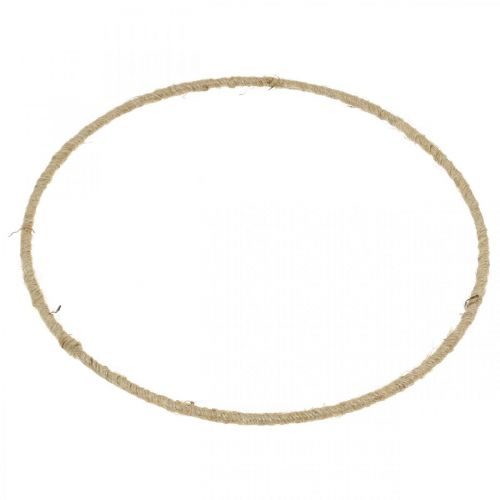 Product Decorative jute-wrapped metal ring, Scandinavian vintage DIY style, Ø25cm, set of 10