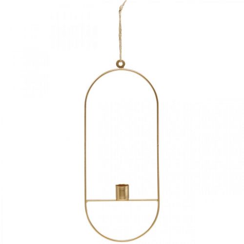 Candle holder for hanging golden oval metal 13 × 30.5cm 3pcs
