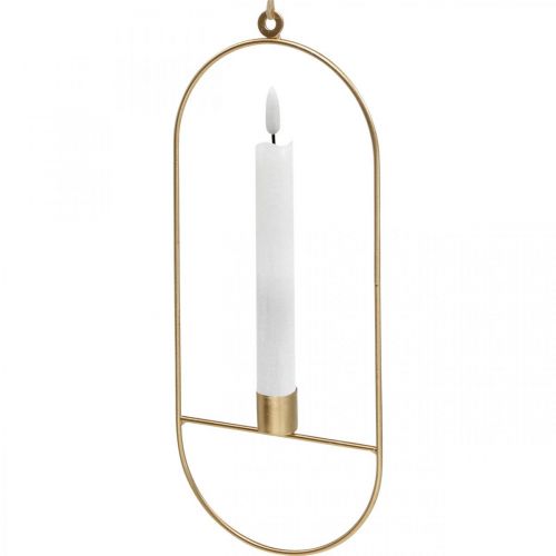 Floristik24 Candle holder for hanging golden oval metal 13 × 30.5cm 3pcs