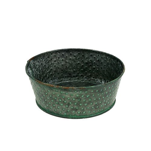 Floristik24 Metal bowl Ø16cm H6cm green with dots