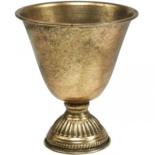 Floristik24 Metal bowl goblet metal decoration golden antique look H16cm